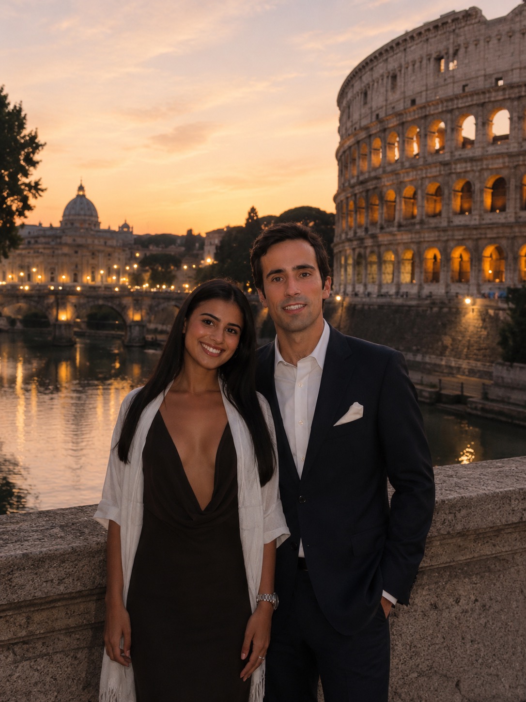 Before — couple photo before selective AI fat filter